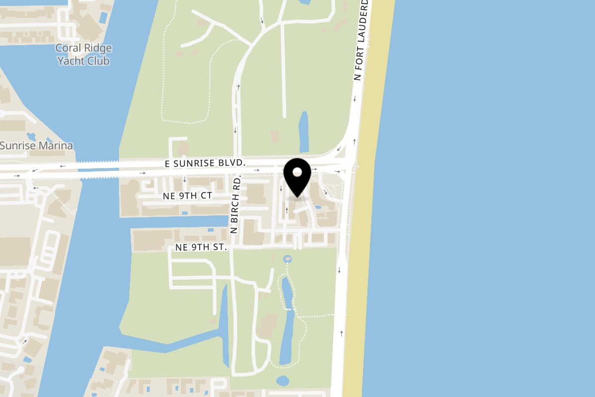 Map showing the location of Beach House Coffee on 921 Sunrise Ln in Fort Lauderdale